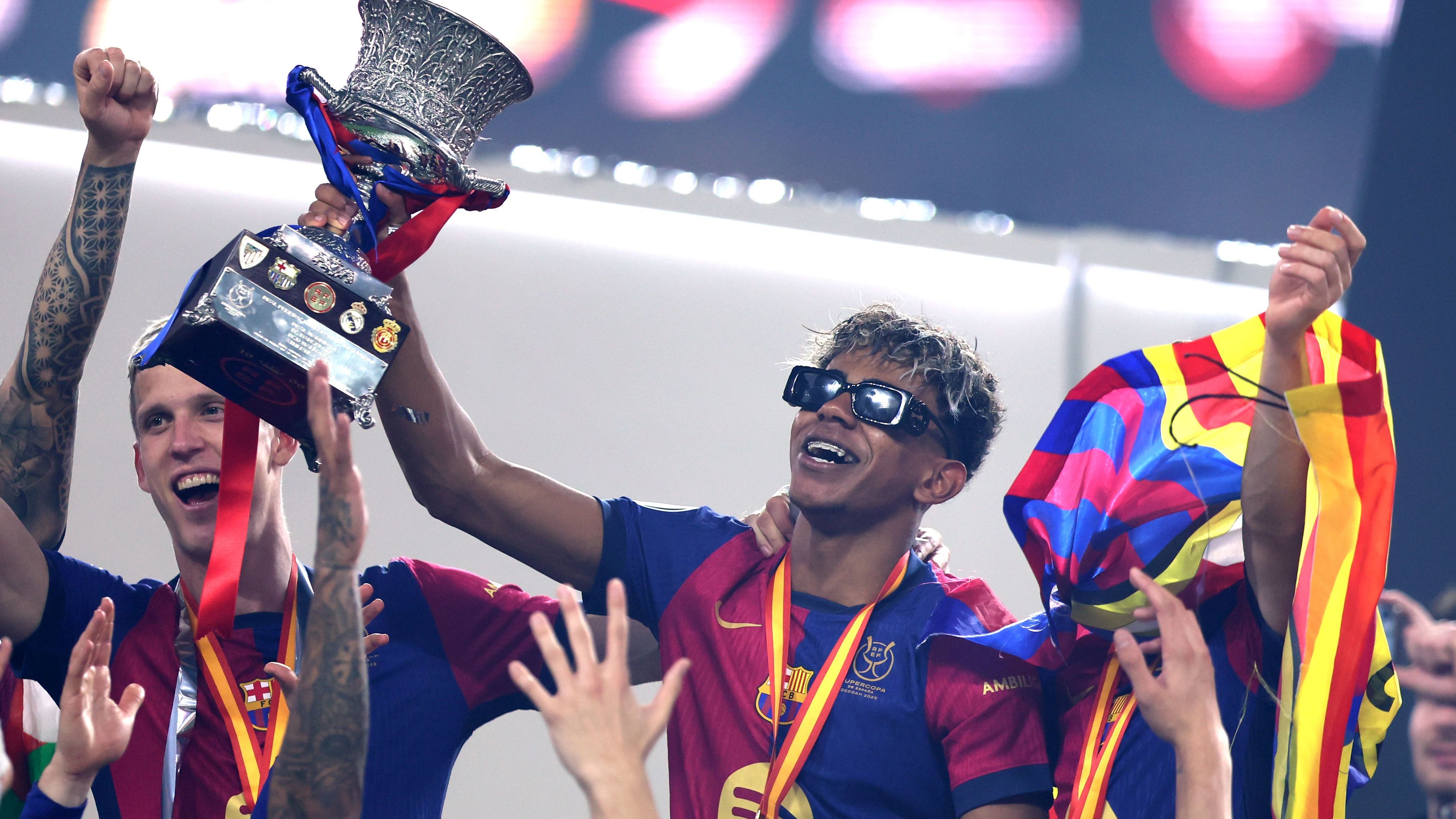 Lamine Yamal handed impressive 18th birthday cake as Barcelona wonderkid begins celebrations with family party ahead of big bash in Ibiza
