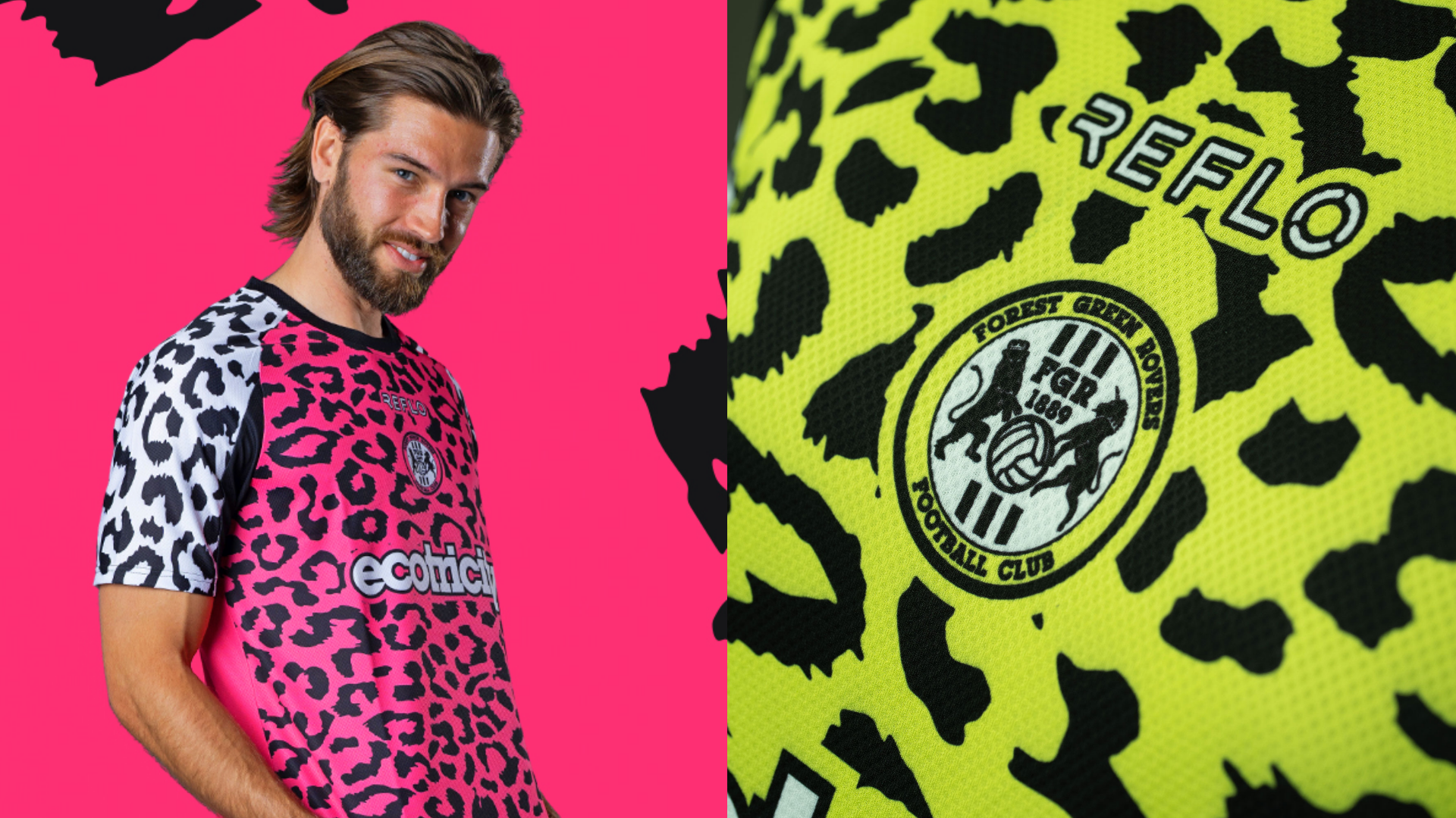 Harry Kane-backed Reflo launch world's first VEGAN football kit as Forest Green Rovers show off bold leopard print designs