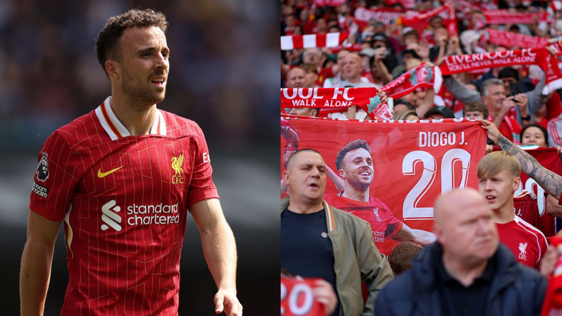 WATCH: Anfield rises to pay tribute to Diogo Jota as Liverpool players and fans remember former striker in 20th minute of Athletic Club friendly