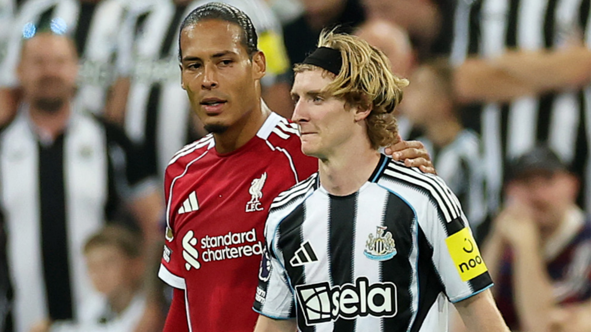 Anthony Gordon issues public apology to Virgil van Dijk after horror red card tackle in Newcastle's loss to Liverpool & insists 'my intentions were pure'