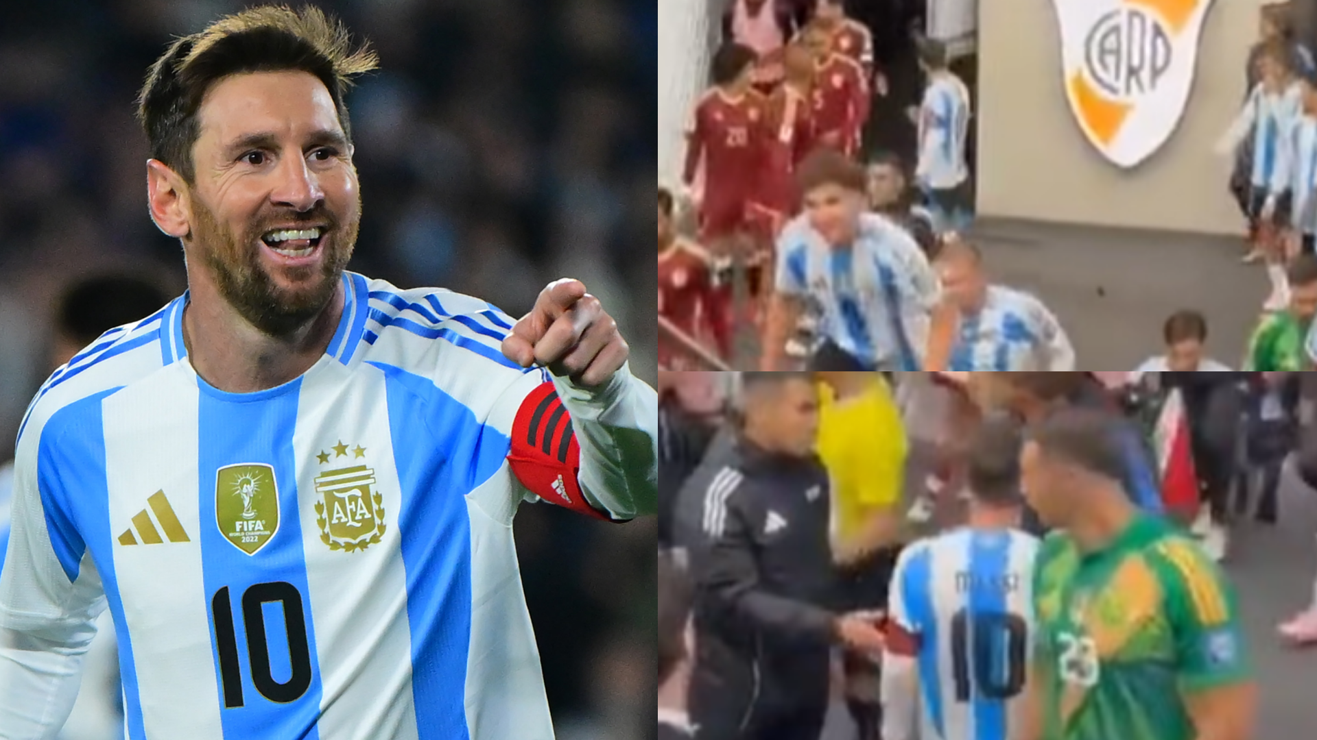 VIDEO: Another angry Lionel Messi clash! Argentina superstar waits for Venezuela rival in the tunnel before team-mates step in