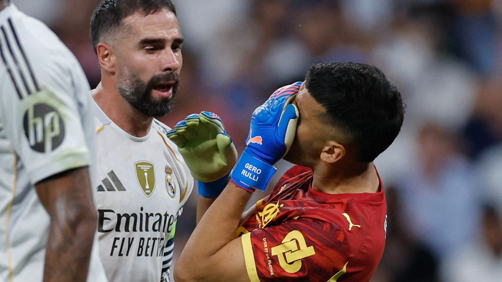 Geronimo Rulli denies 'exaggerating' reaction to Dani Carvajal headbutt as Marseille goalkeeper explains red card incident in loss to Real Madrid